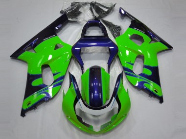 Gloss Green and Blue Suzuki GSXR 600-750 Fairings 2001-2003
