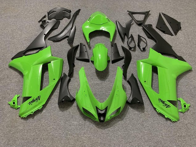 Gloss Green and Matte Black Kawasaki ZX6R Fairings 2007-2008 Gloss Green and Matte Black Kawasaki ZX6R Fairings 2007-2008
