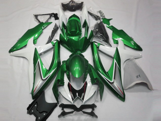 Gloss Green and White Suzuki GSXR 600-750 Fairings 2008-2010 Gloss Green and White Suzuki GSXR 600-750 Fairings 2008-2010
