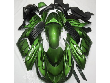 Gloss Green & Flame Kawasaki ZX14R Fairings 2006-2011