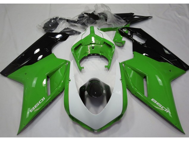 Gloss Green & White Ducati 848 1098 1198 Fairings 2007-2012 Gloss Green & White Ducati 848 1098 1198 Fairings 2007-2012