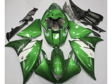 Gloss Green & White Yamaha R1 Fairings 2013-2014