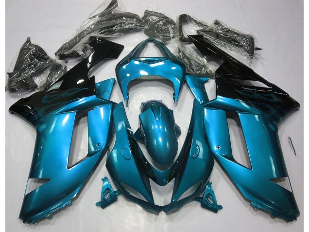 Gloss Light Blue & Black Kawasaki ZX6R Fairings 2007-2008 Gloss Light Blue & Black Kawasaki ZX6R Fairings 2007-2008