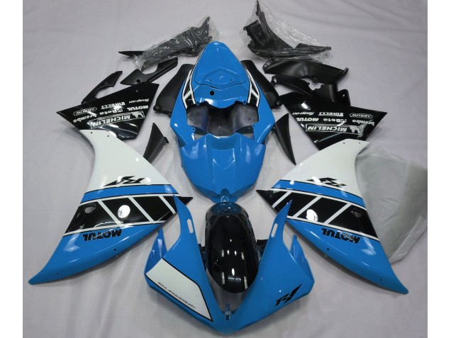 Gloss Light Blue White and Black Yamaha R1 Fairings 2013-2014 Gloss Light Blue White and Black Yamaha R1 Fairings 2013-2014