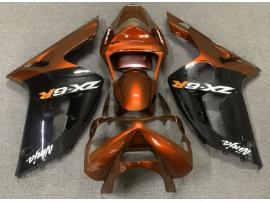 Gloss Orange and Black Kawasaki ZX6R Fairings 2003-2004