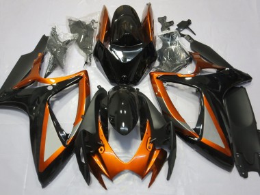 Gloss Orange and Black Suzuki GSXR 600-750 Fairings 2006-2007