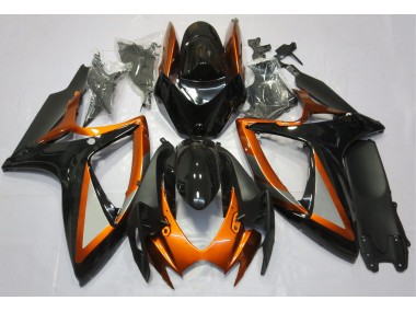 Gloss Orange and Black Suzuki GSXR 600-750 Fairings 2006-2007