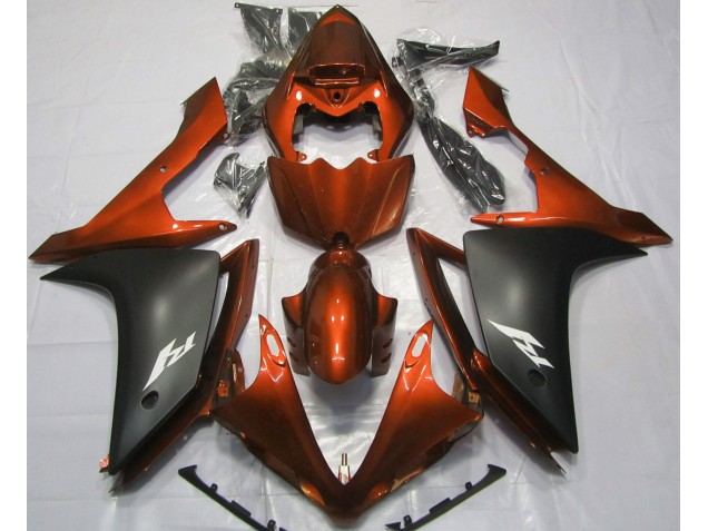 Gloss Orange and Black Yamaha R1 Fairings 2007-2008 Gloss Orange and Black Yamaha R1 Fairings 2007-2008