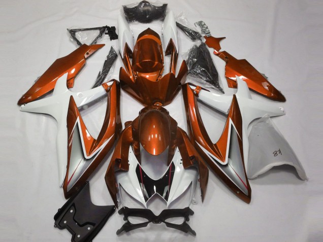 Gloss Orange and White Suzuki GSXR 600-750 Fairings 2008-2010 Gloss Orange and White Suzuki GSXR 600-750 Fairings 2008-2010