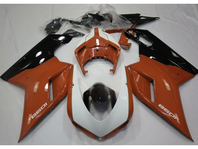 Gloss Orange & White Ducati 848 1098 1198 Fairings 2007-2012 Gloss Orange & White Ducati 848 1098 1198 Fairings 2007-2012