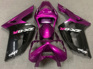 Gloss Pink and Black Kawasaki ZX6R Fairings 2003-2004