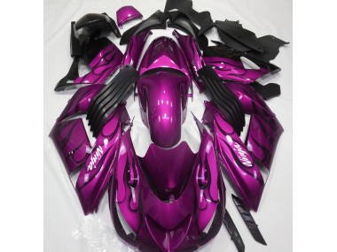 Gloss Pink & Flame Kawasaki ZX14R Fairings 2006-2011