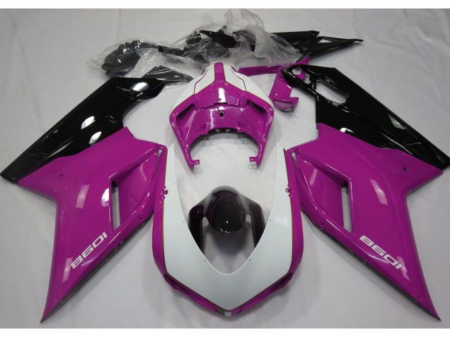 Gloss Pink & White Ducati 848 1098 1198 Fairings 2007-2012 Gloss Pink & White Ducati 848 1098 1198 Fairings 2007-2012