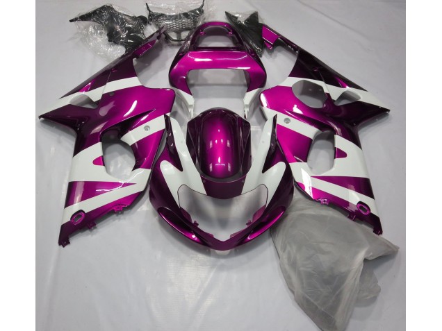 Gloss Pink & White Suzuki GSXR 1000 Fairings 2000-2002 Gloss Pink & White Suzuki GSXR 1000 Fairings 2000-2002