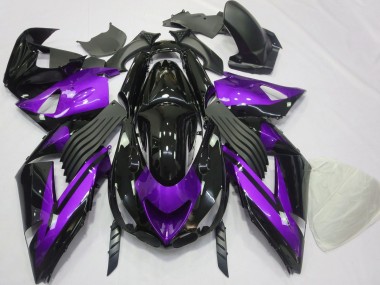 Gloss Purple and Black Plain Kawasaki ZX14R Fairings 2006-2011