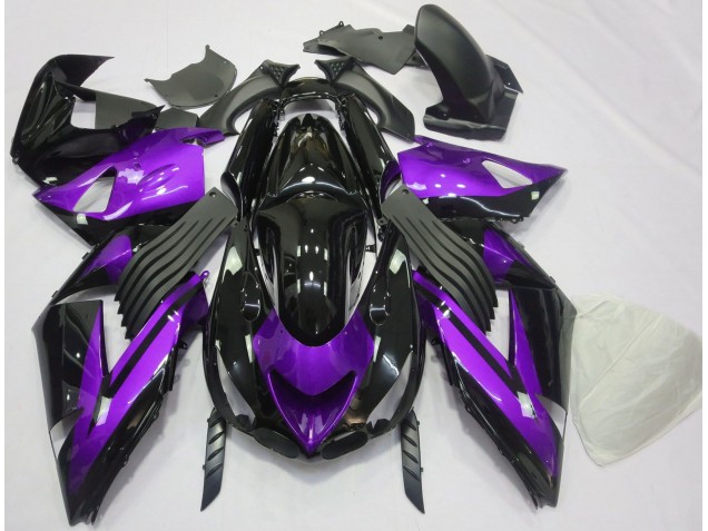 Gloss Purple and Black Plain Kawasaki ZX14R Fairings 2006-2011 Gloss Purple and Black Plain Kawasaki ZX14R Fairings 2006-2011