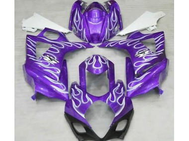 Gloss Purple and White Flame Suzuki GSXR 1000 Fairings 2007-2008
