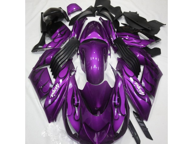 Gloss Purple & Flame Kawasaki ZX14R Fairings 2006-2011 Gloss Purple & Flame Kawasaki ZX14R Fairings 2006-2011