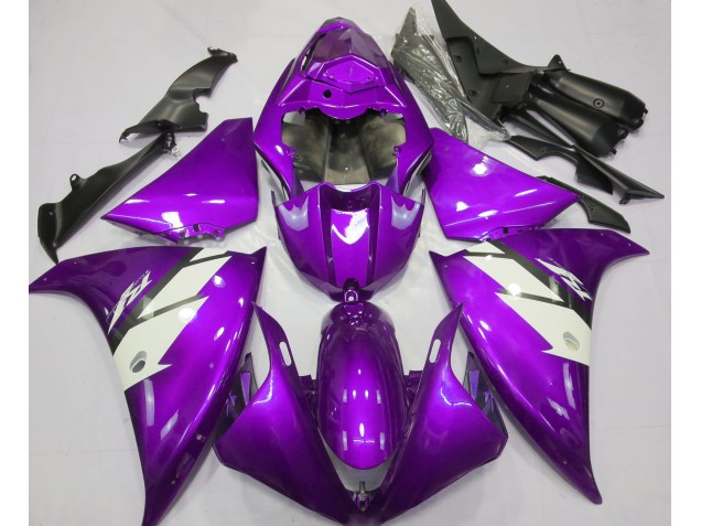 Gloss Purple & White Yamaha R1 Fairings 2013-2014 Gloss Purple & White Yamaha R1 Fairings 2013-2014