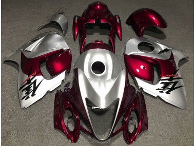 Gloss Red and Silver Suzuki GSXR 1300 Fairings 2008-2019