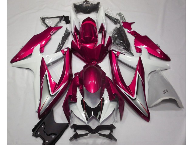 Gloss Red and White Suzuki GSXR 600-750 Fairings 2008-2010