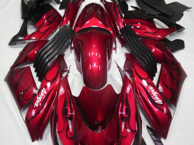 Gloss Red & Flame Kawasaki ZX14R Fairings 2006-2011