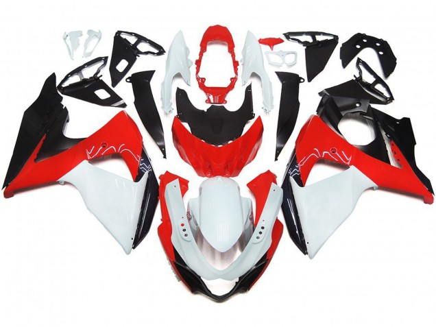 Gloss Red with White and black Suzuki GSXR 1000 Fairings 2009-2016 Gloss Red with White and black Suzuki GSXR 1000 Fairings 2009-2016