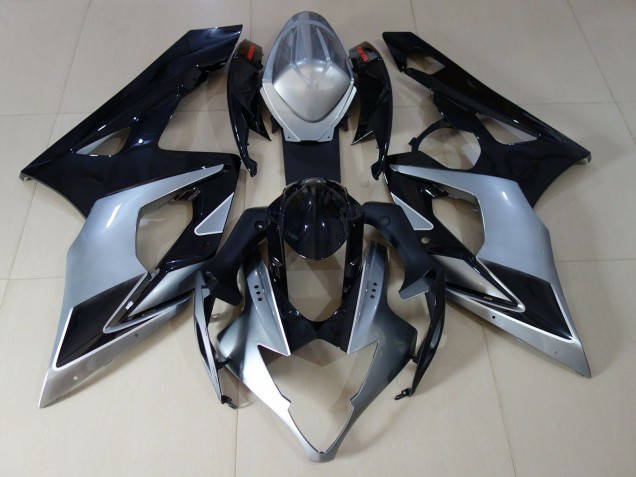 Gloss Silver and Black Suzuki GSXR 1000 Fairings 2005-2006 Gloss Silver and Black Suzuki GSXR 1000 Fairings 2005-2006
