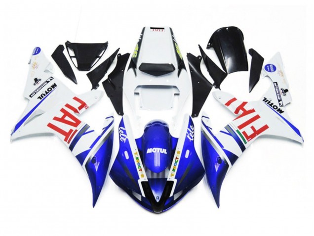 Gloss white and Blue Fiat Yamaha R1 Fairings 2002-2003 Gloss white and Blue Fiat Yamaha R1 Fairings 2002-2003