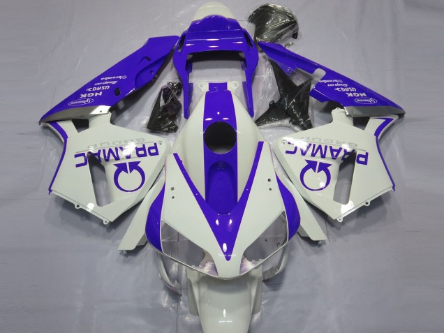 Gloss White and Blue PRAMAC Honda CBR600RR Fairings 2003-2004 Gloss White and Blue PRAMAC Honda CBR600RR Fairings 2003-2004