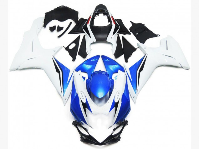 Gloss White and Blue Style Suzuki GSXR 600-750 Fairings 2011-2020