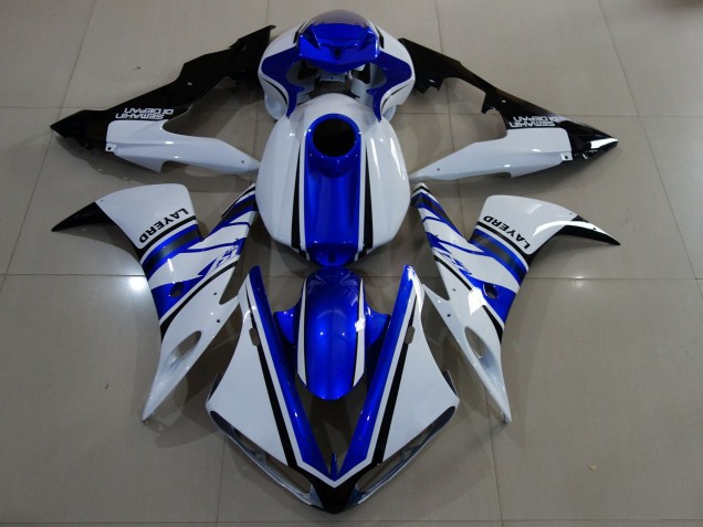 Gloss White and Blue Yamaha R1 Fairings 2004-2006 Gloss White and Blue Yamaha R1 Fairings 2004-2006