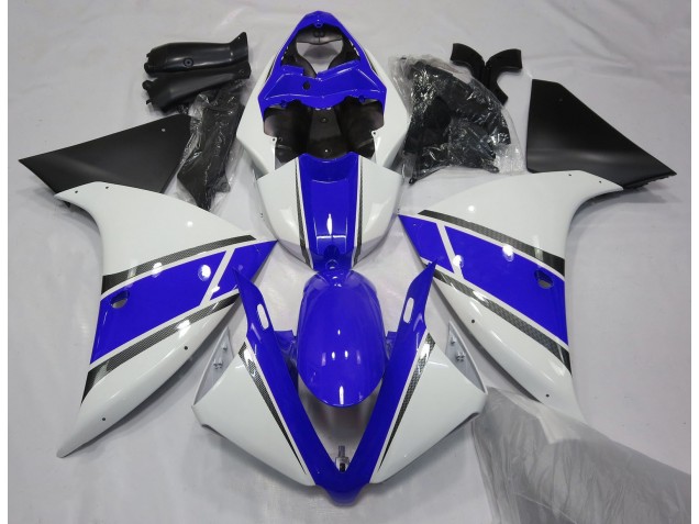 Gloss White and Blue Yamaha R1 Fairings 2009-2012 Gloss White and Blue Yamaha R1 Fairings 2009-2012