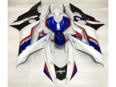 Gloss White and Deep Blue Yamaha R6 Fairings 2017-2019