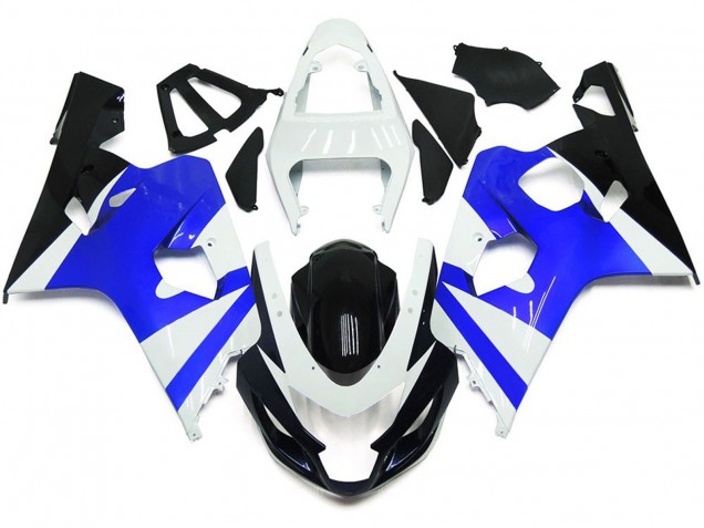 Gloss White and Gloss Blue Suzuki GSXR 600-750 Fairings 2004-2005 Gloss White and Gloss Blue Suzuki GSXR 600-750 Fairings 2004-2005