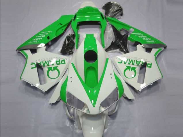 Gloss White and Green PRAMAC Honda CBR600RR Fairings 2003-2004 Gloss White and Green PRAMAC Honda CBR600RR Fairings 2003-2004