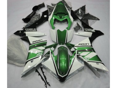 Gloss White and Green Yamaha R1 Fairings 2007-2008