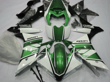 Gloss White and Green Yamaha R1 Fairings 2007-2008