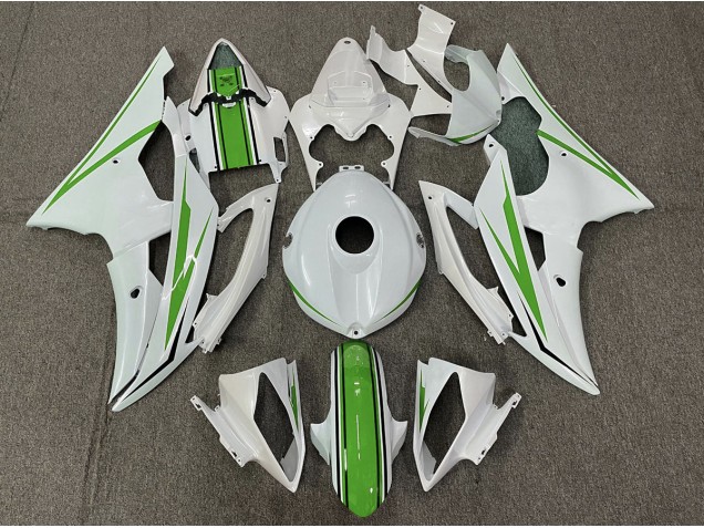 Gloss White and Green Yamaha R6 Fairings 2008-2016 Gloss White and Green Yamaha R6 Fairings 2008-2016