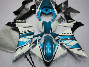 Gloss White and Light Blue Yamaha R1 Fairings 2007-2008