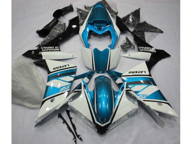 Gloss White and Light Blue Yamaha R1 Fairings 2007-2008 Gloss White and Light Blue Yamaha R1 Fairings 2007-2008