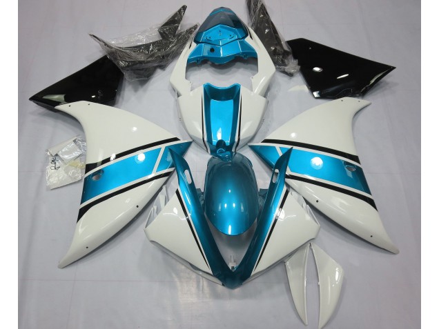 Gloss White and Light Blue Yamaha R1 Fairings 2009-2012 Gloss White and Light Blue Yamaha R1 Fairings 2009-2012