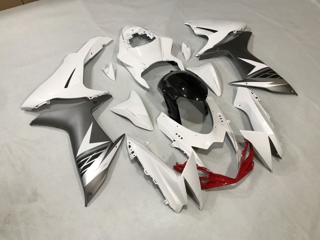 Gloss White and Matte Silver Suzuki GSXR 600-750 Fairings 2011-2020 Gloss White and Matte Silver Suzuki GSXR 600-750 Fairings 2011-2020