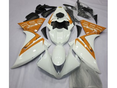Gloss White and Orange Yamaha R1 Fairings 2013-2014