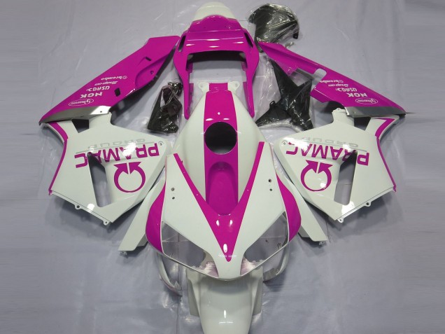 Gloss White and Pink PRAMAC Honda CBR600RR Fairings 2003-2004 Gloss White and Pink PRAMAC Honda CBR600RR Fairings 2003-2004
