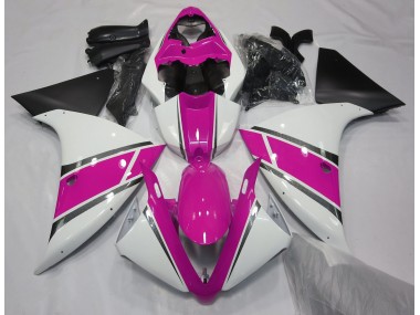 Gloss White and Pink Yamaha R1 Fairings 2009-2012