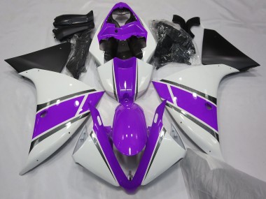 Gloss White and Purple Yamaha R1 Fairings 2009-2012
