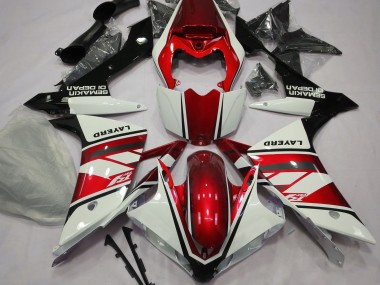 Gloss White and Red Yamaha R1 Fairings 2007-2008