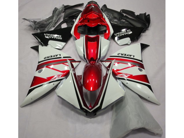 Gloss White and Red Yamaha R1 Fairings 2013-2014 Gloss White and Red Yamaha R1 Fairings 2013-2014