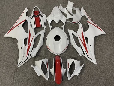 Gloss White and Red Yamaha R6 Fairings 2008-2016